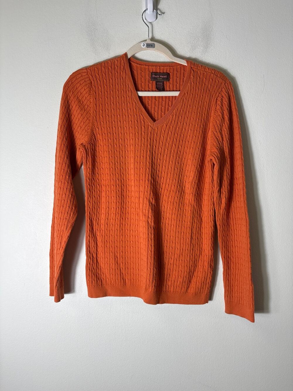 Duck Head Orange Cable Braid Pullover Sweater Sz M